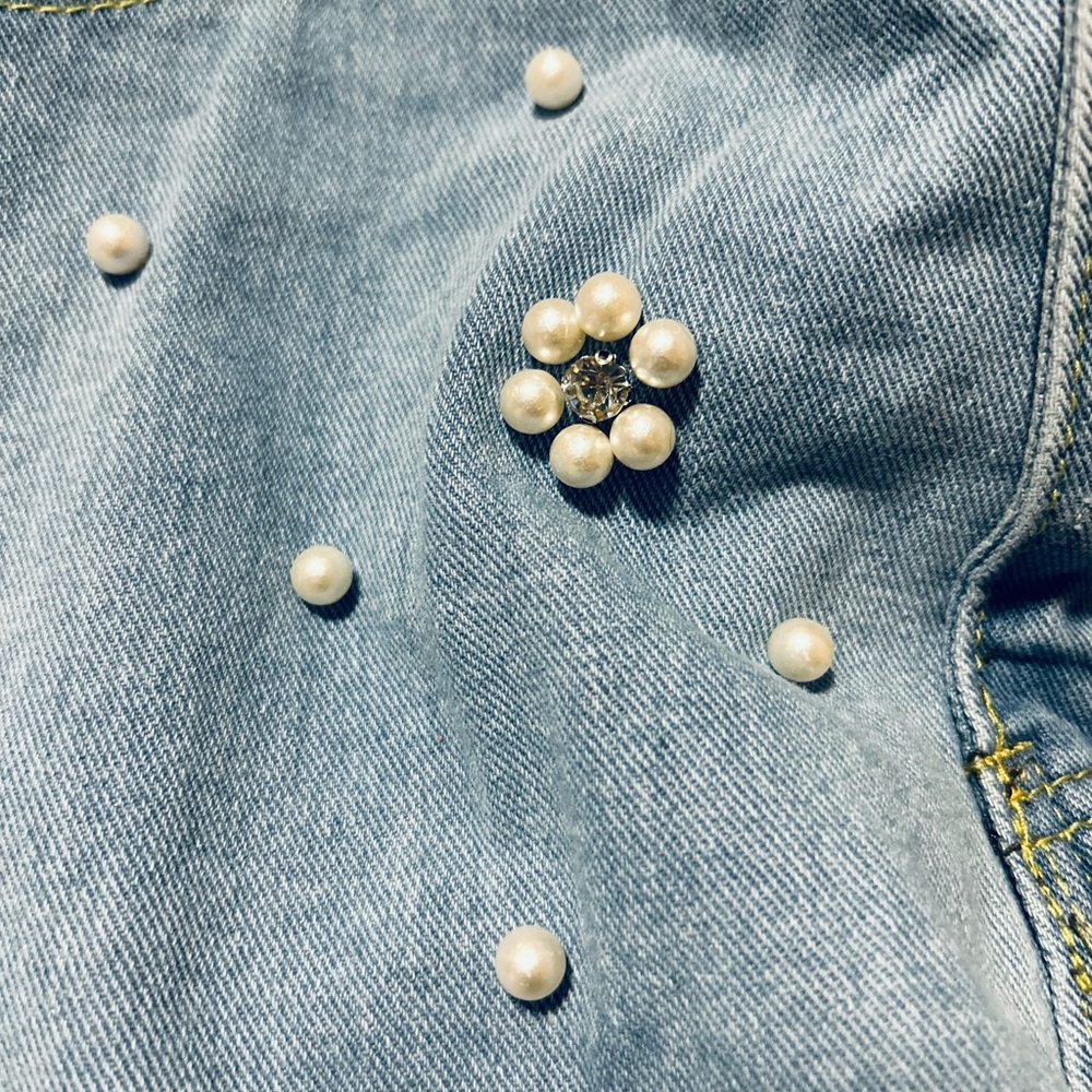 Embellished Denim with Pearl Accents